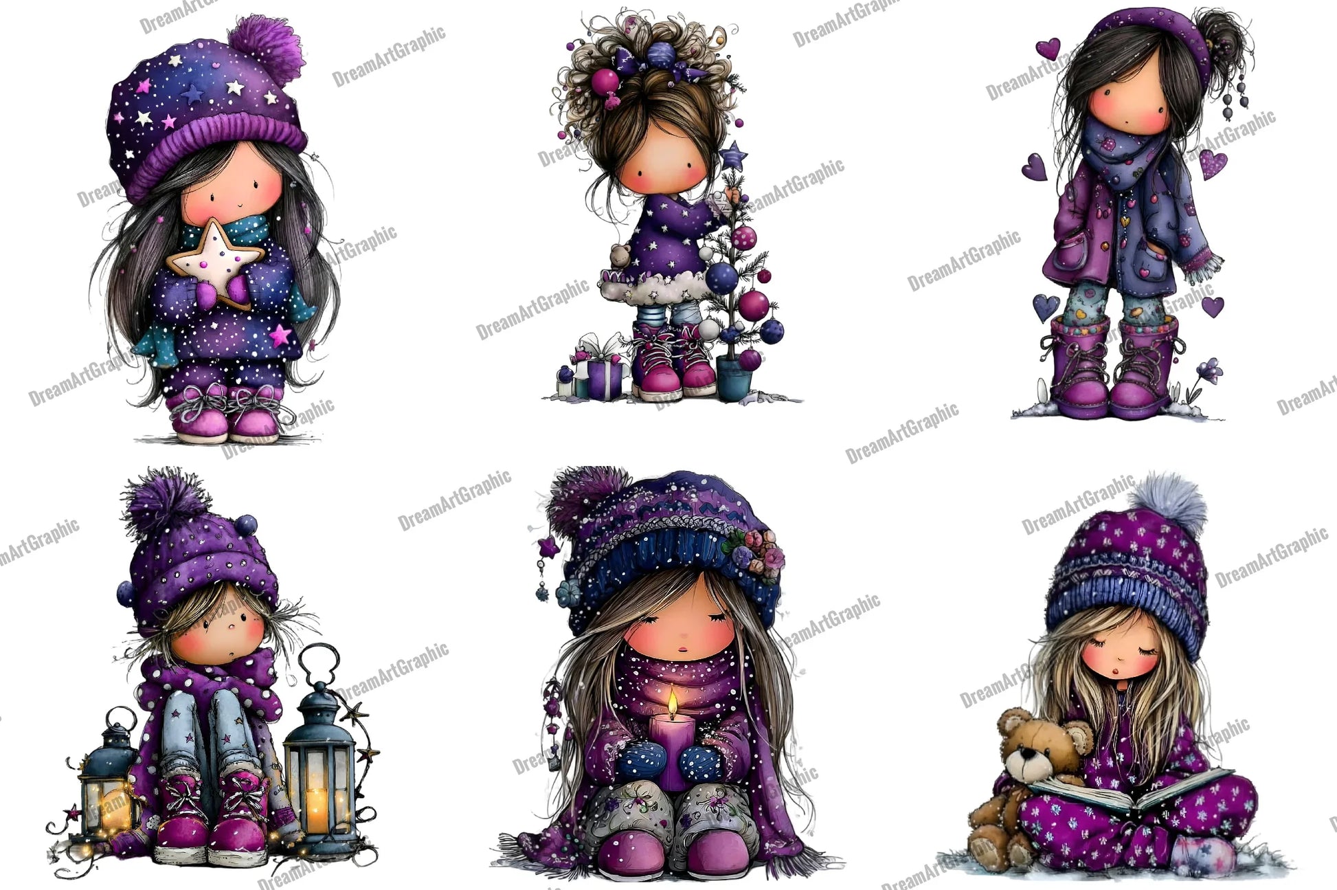 Cute Christmas Girl Clipart Bundle - CraftNest - Digital Crafting and Art