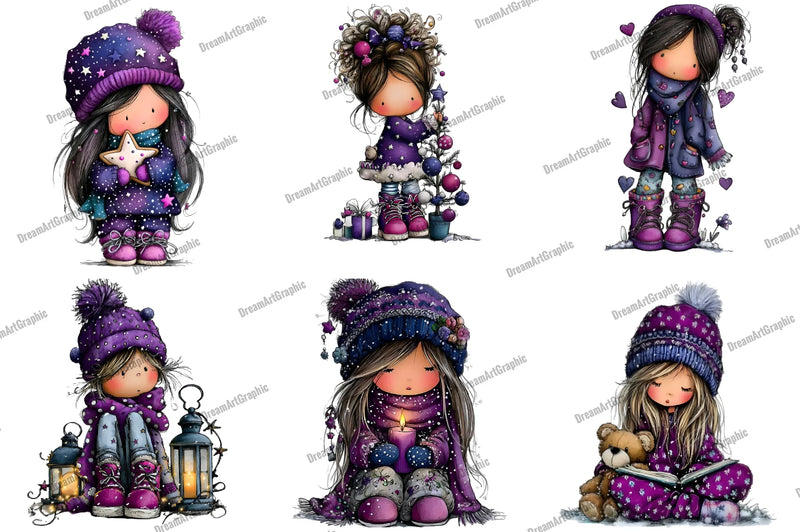 Cute Christmas Girl Clipart Bundle - CraftNest - Digital Crafting and Art