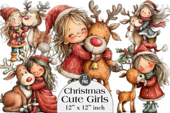 Cute Christmas Girls Clipart Bundle - CraftNest - Digital Crafting and Art