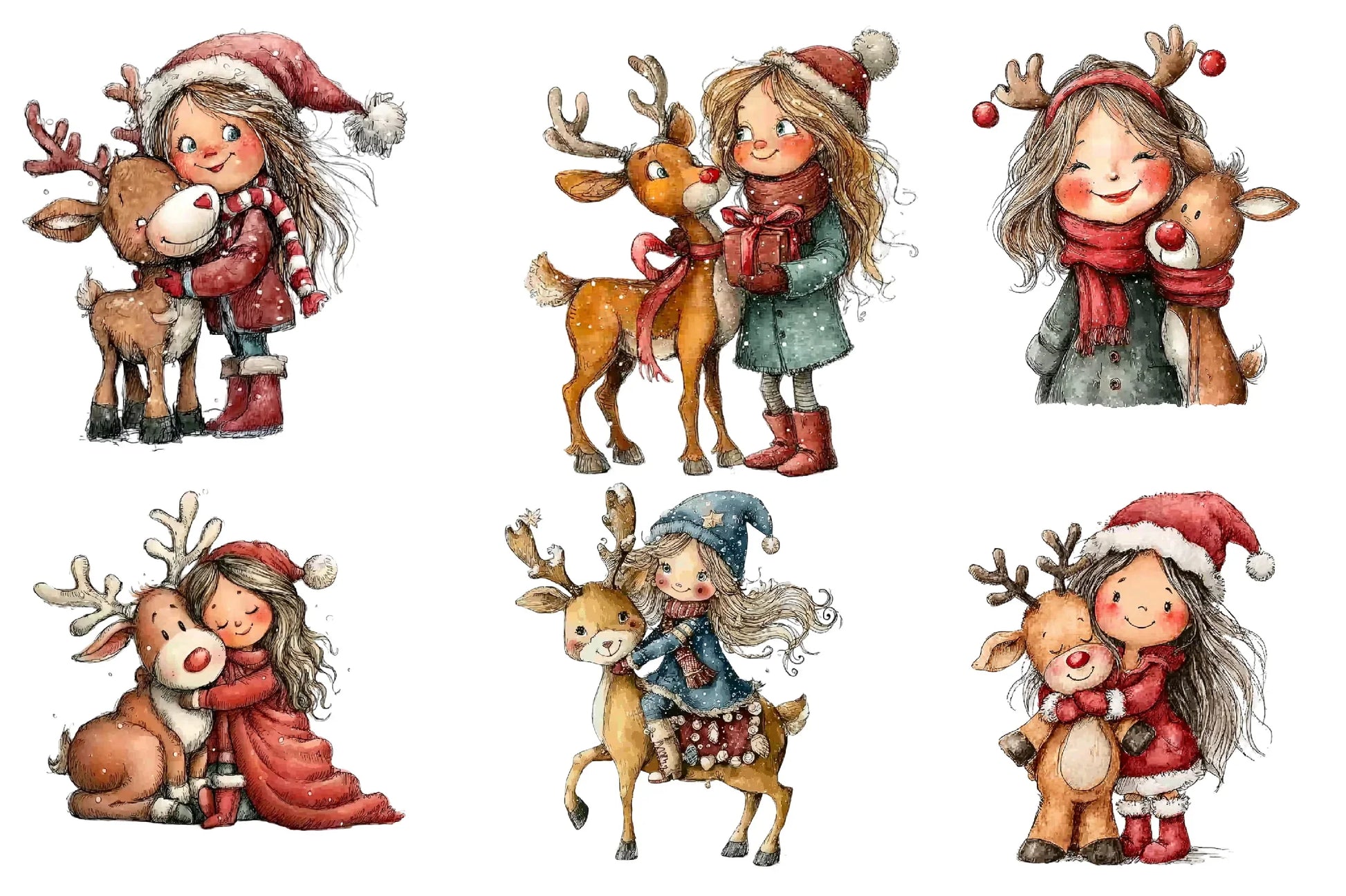 Cute Christmas Girls Clipart Bundle - CraftNest - Digital Crafting and Art