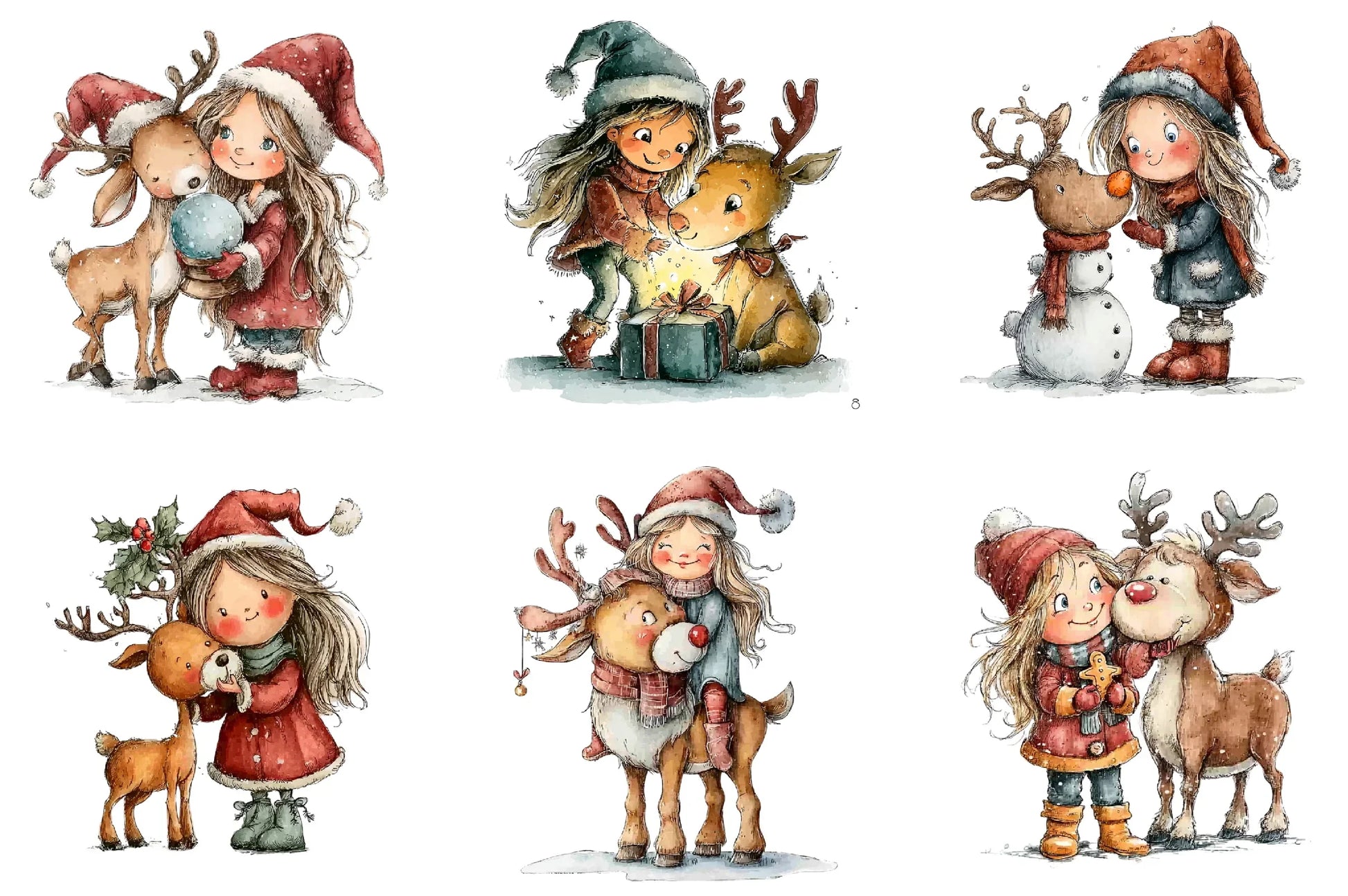 Cute Christmas Girls Clipart Bundle - CraftNest - Digital Crafting and Art