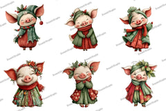 Cute Christmas Piglet Clipart Bundle - CraftNest - Digital Crafting and Art
