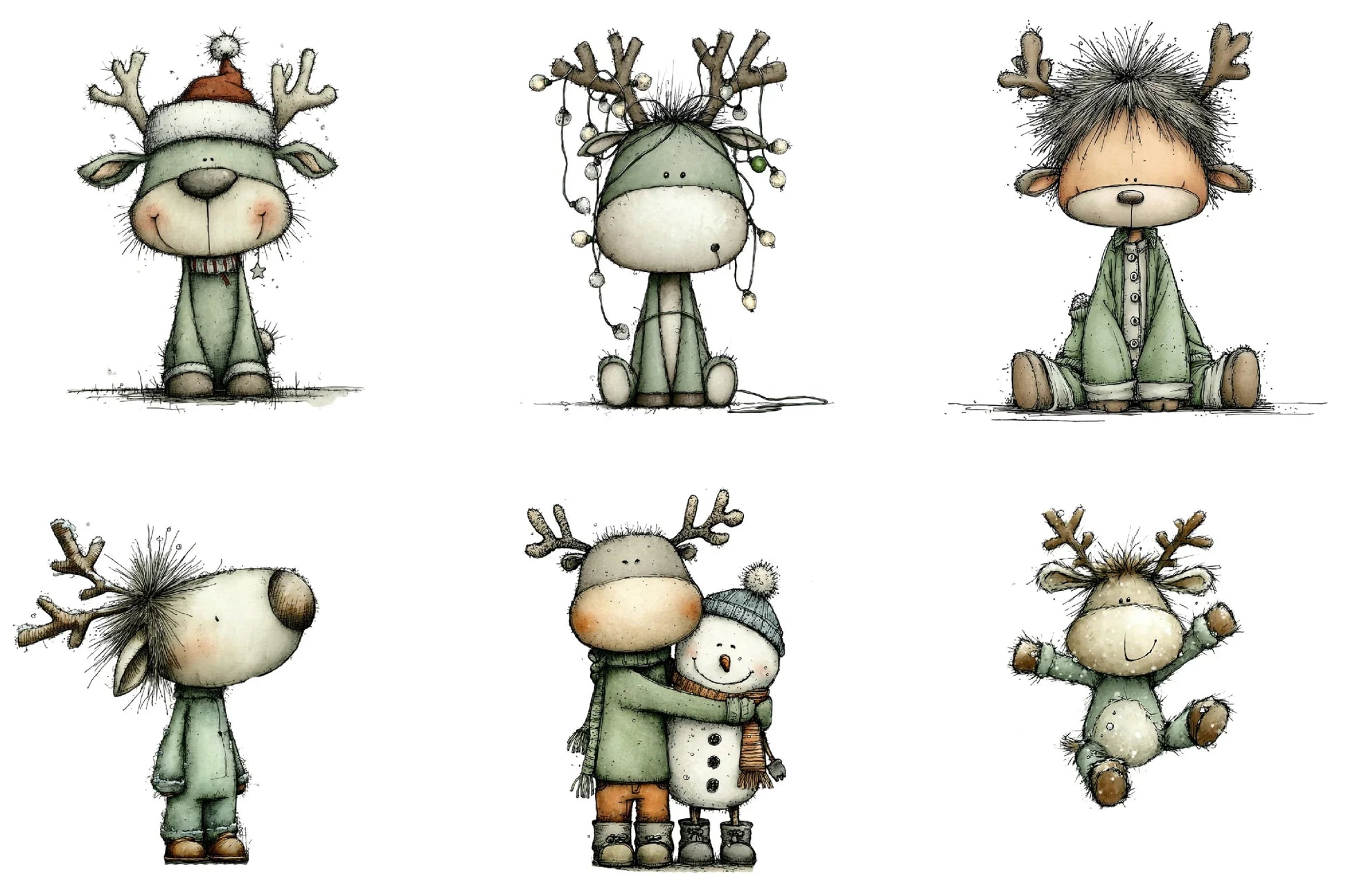 Cute Christmas Reindeer Clipart Bundle - CraftNest - Digital Crafting and Art