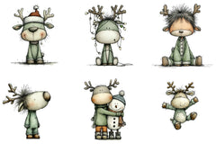 Cute Christmas Reindeer Clipart Bundle - CraftNest - Digital Crafting and Art