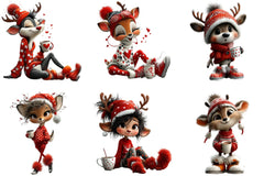 Cute Christmas Reindeer Clipart Bundle - CraftNest - Digital Crafting and Art