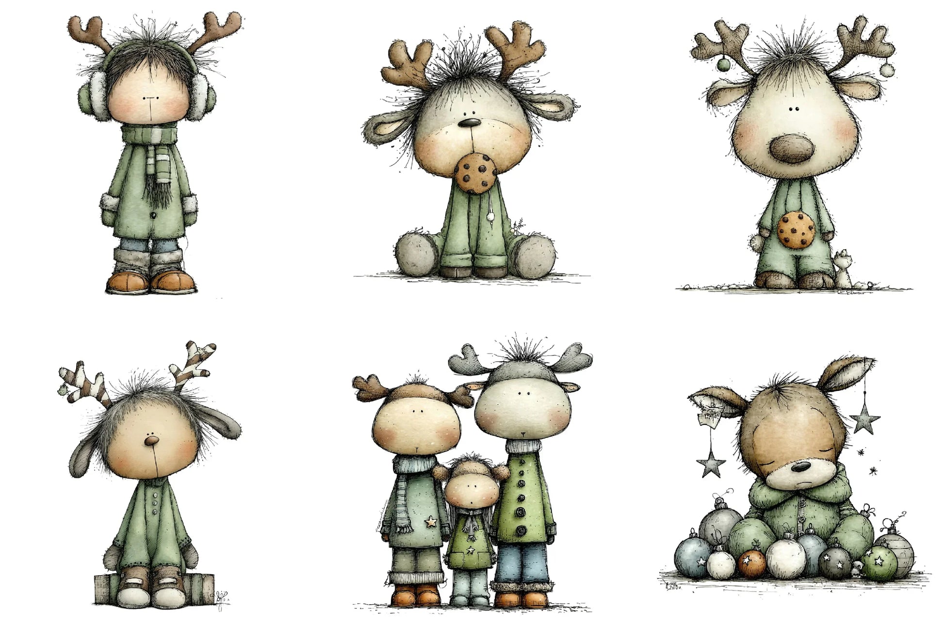 Cute Christmas Reindeer Clipart Bundle - CraftNest - Digital Crafting and Art