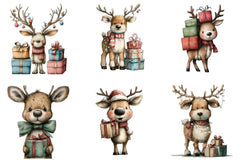 Cute Christmas Reindeer Gift Box Clipart Bundle - CraftNest - Digital Crafting and Art