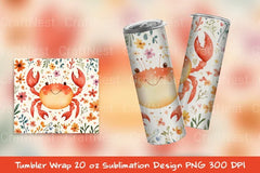 Cute Crab Tumbler Wrap Clipart Bundle - CraftNest - Digital Crafting and Art