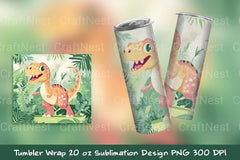 Cute Dino Rex Tumbler Wrap - CraftNest - Digital Crafting and Art