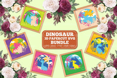 Cute Dinosaur 3D Layered Papercut Clipart Bundle - CraftNest - Digital Crafting and Art