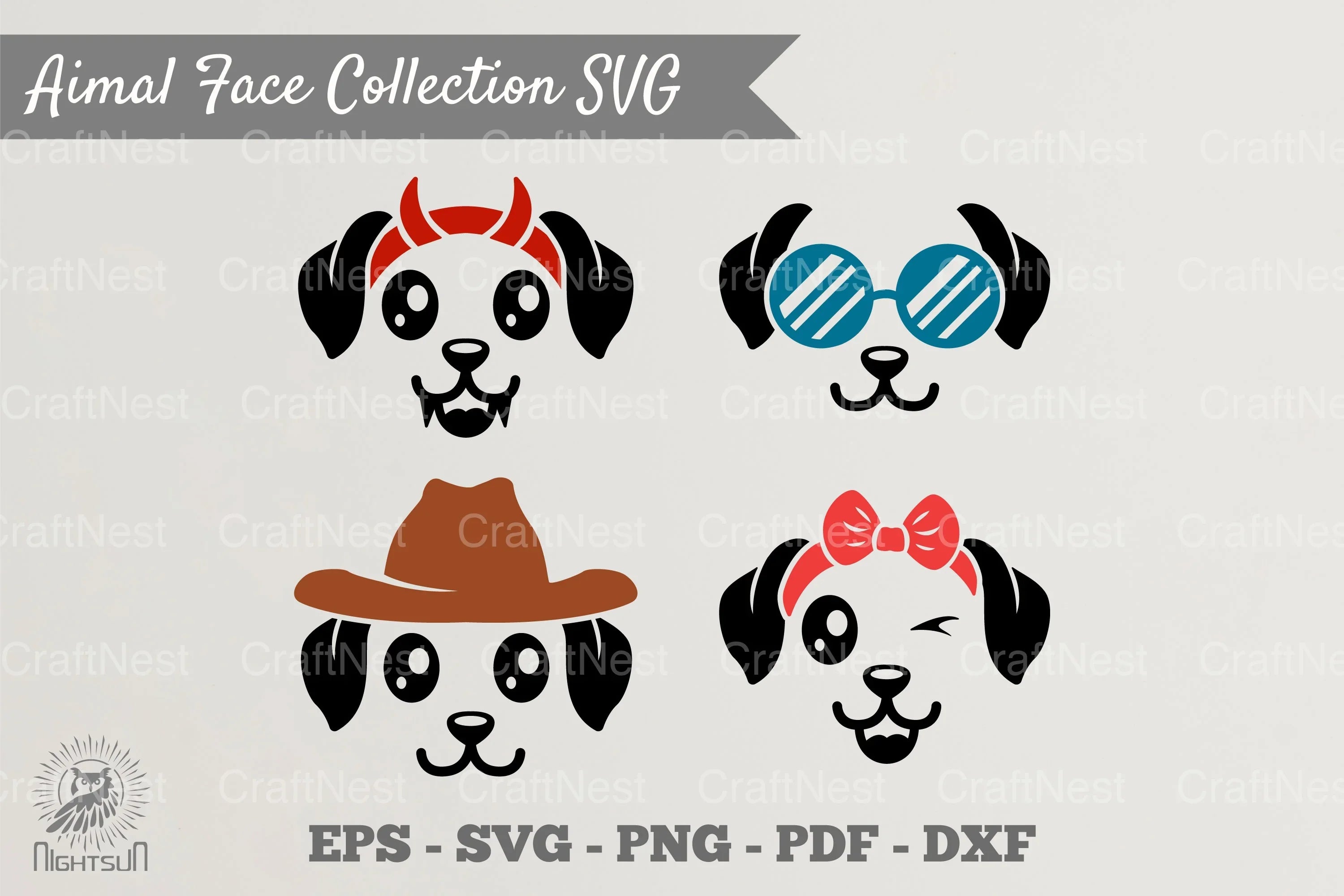 Cute Dog Face Collection Clipart Bundle - CraftNest - Digital Crafting and Art