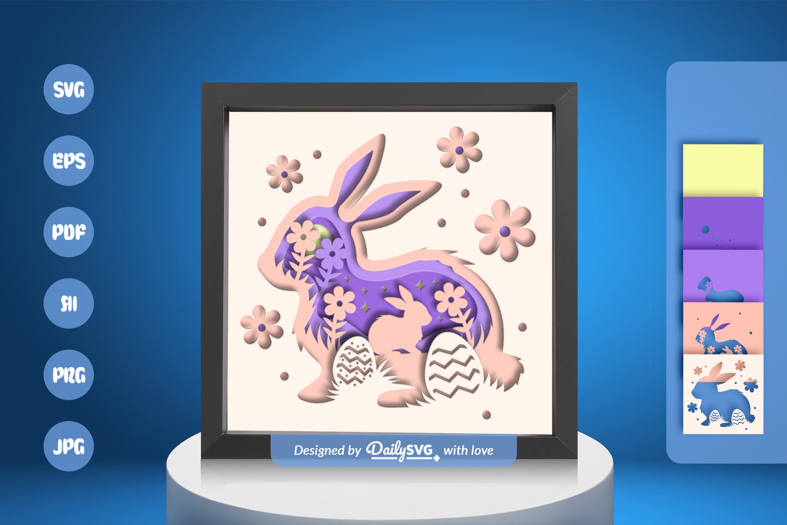 Cute Easter Bunny Papercut SVG Bundle for Easter Eggs
