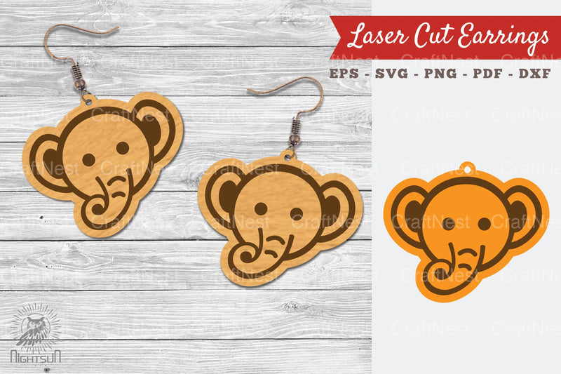 Cute Elephant Laser Cut Earrings Design Bundle - CraftNest - Digital Crafting and Art
