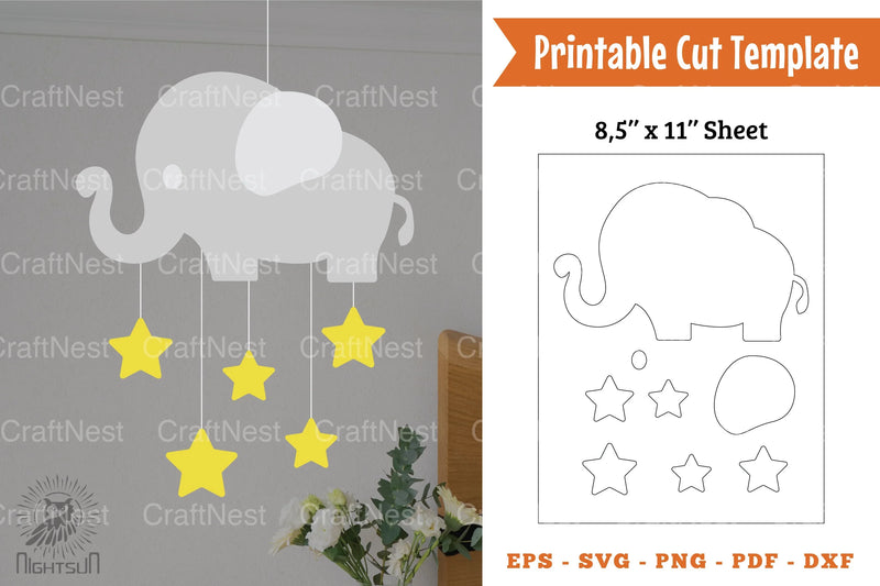 Cute Elephant Papercut Template Bundle - CraftNest - Digital Crafting and Art