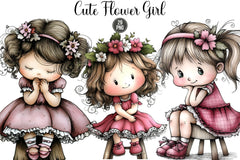 Cute Flower Girl Clipart Bundle - CraftNest - Digital Crafting and Art