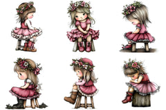 Cute Flower Girl Clipart Bundle - CraftNest - Digital Crafting and Art