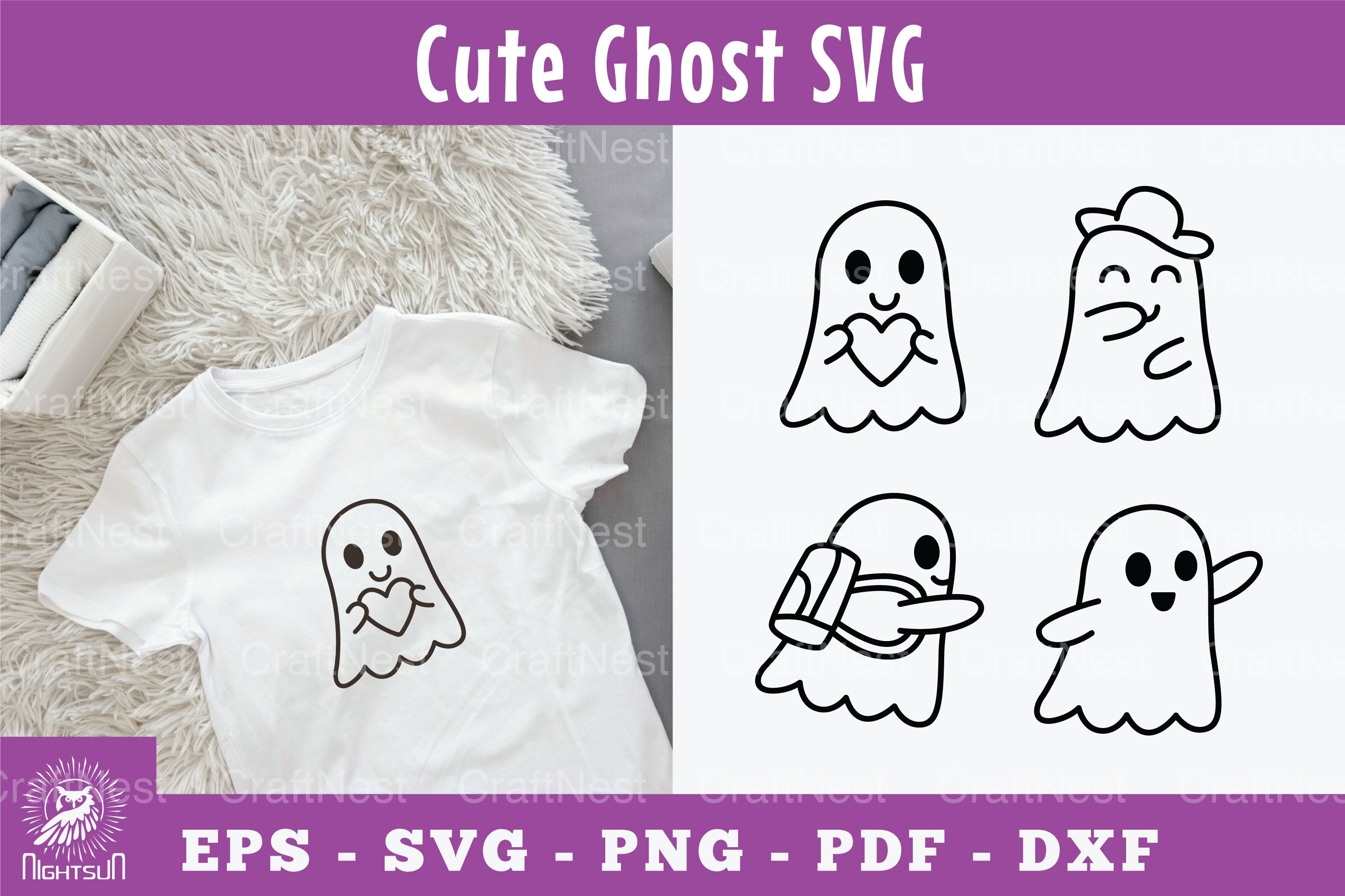 Cute Ghost Silhouette Clipart Bundle - CraftNest - Digital Crafting and Art