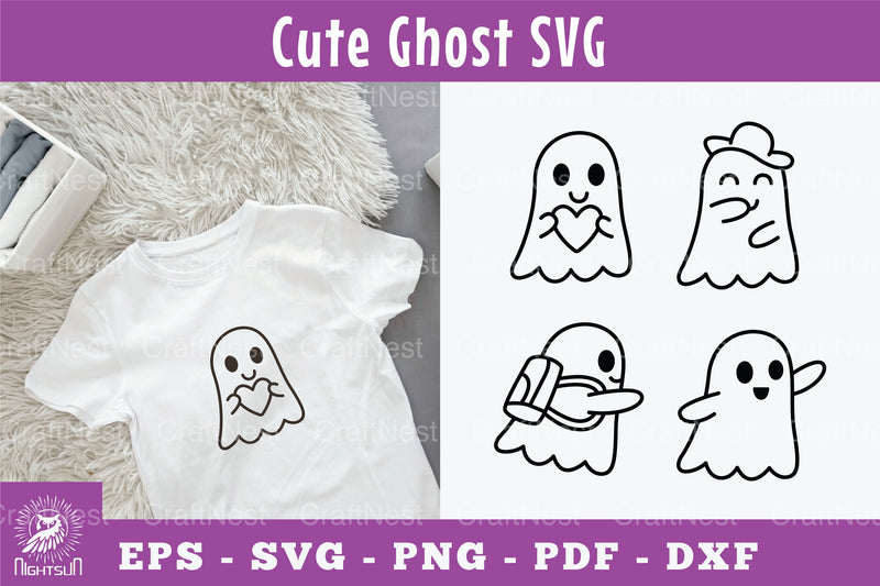 Cute Ghost Silhouette Clipart Bundle - CraftNest - Digital Crafting and Art