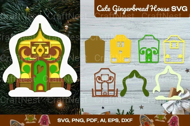 Cute Gingerbread House Clipart Bundle - CraftNest - Digital Crafting and Art