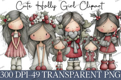 Cute Holly Girl Clipart Bundle - CraftNest - Digital Crafting and Art