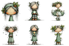 Cute Holly Girl Clipart Bundle - CraftNest - Digital Crafting and Art