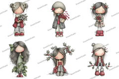 Cute Holly Girl Clipart Bundle - CraftNest - Digital Crafting and Art