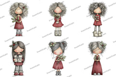 Cute Holly Girl Clipart Bundle - CraftNest - Digital Crafting and Art