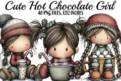 Cute Hot Chocolate Girl Clipart Bundle - CraftNest - Digital Crafting and Art