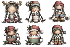 Cute Hot Chocolate Girl Clipart Bundle - CraftNest - Digital Crafting and Art