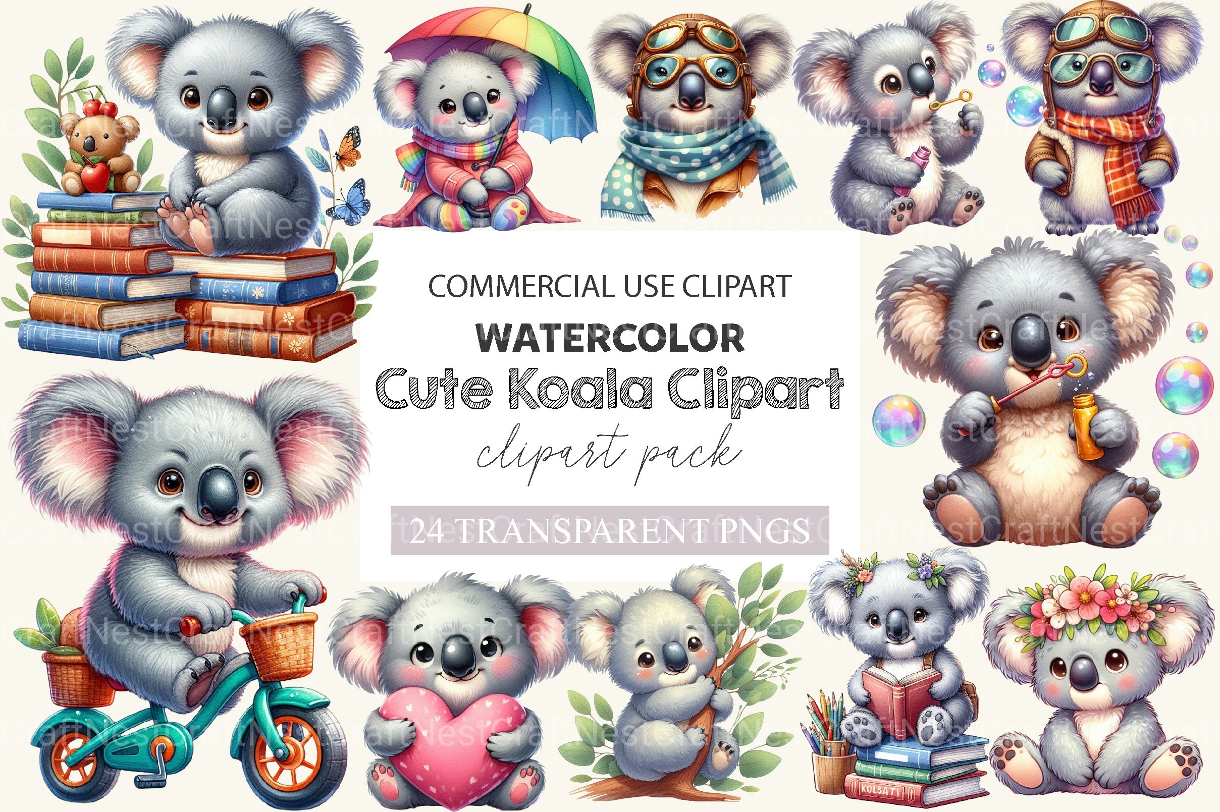 Cute Koala Clipart Bundle - CraftNest - Digital Crafting and Art