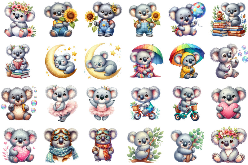 Cute Koala Clipart Bundle - CraftNest - Digital Crafting and Art