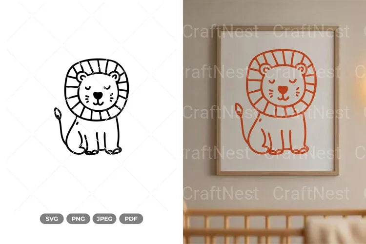 Cute Lion Nursery Doodle Clipart Bundle - CraftNest - Digital Crafting and Art