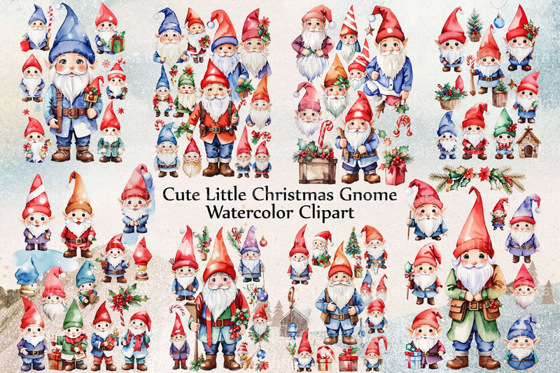 Cute Christmas Gnome Clipart Bundle 8 - CraftNest - Digital Crafting and Art