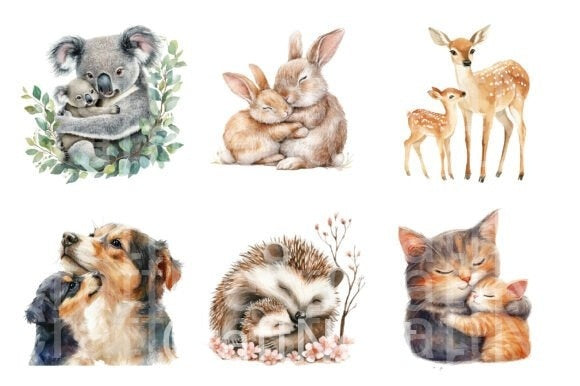 Cute Mother's Day Animals Clipart Bundle - CraftNest - Digital Crafting and Art
