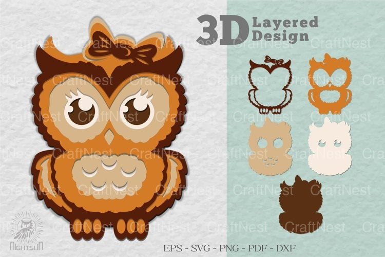 Cute Owl 3D Layered Clipart Bundle - CraftNest - Digital Crafting and Art