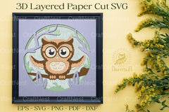 Cute Owl 3D Layered Papercut Clipart Bundle - CraftNest - Digital Crafting and Art