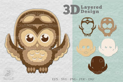 Cute Owl 3D Layered Clipart Bundle - CraftNest - Digital Crafting and Art