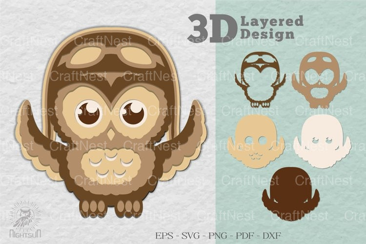 Cute Owl 3D Layered Clipart Bundle - CraftNest - Digital Crafting and Art