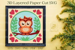 Cute Owl 3D Shadow Box Papercut Clipart Bundle - CraftNest - Digital Crafting and Art