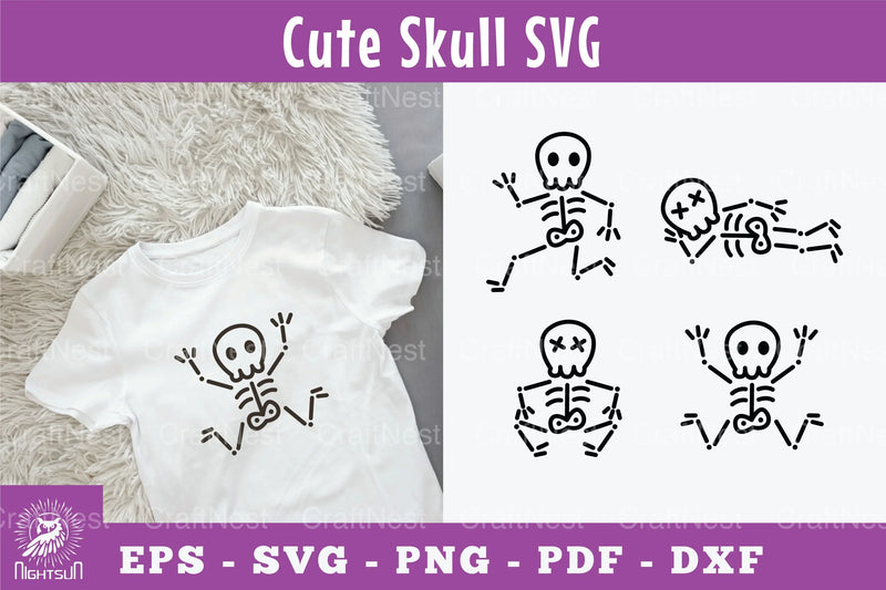 Cute Skull Silhouette Clipart Bundle - CraftNest - Digital Crafting and Art