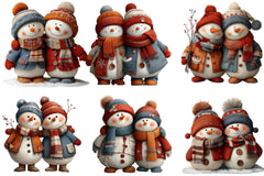 Cute Snowman Couple Clipart Bundle - CraftNest - Digital Crafting and Art