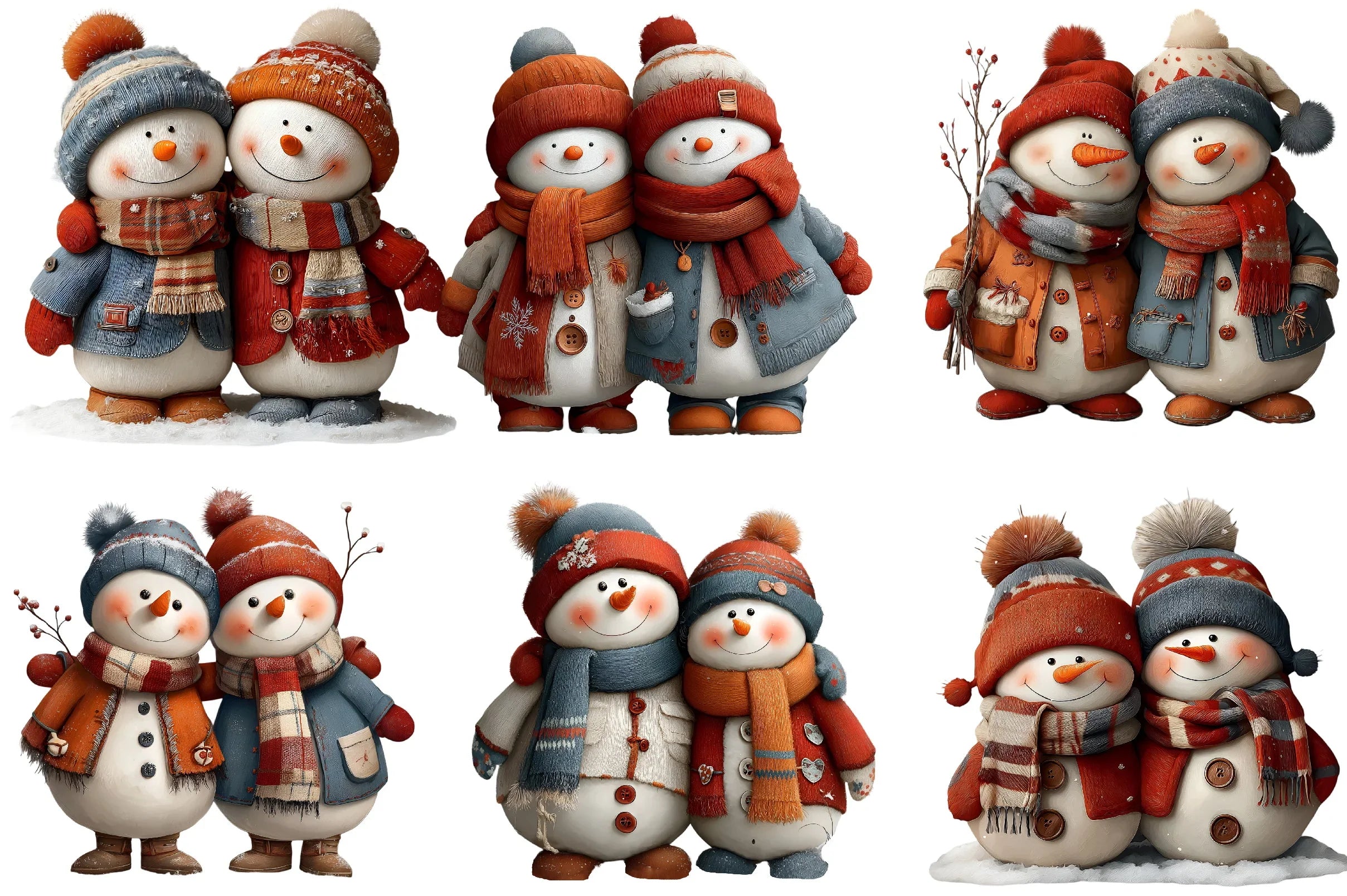 Cute Snowman Couple Clipart Bundle - CraftNest - Digital Crafting and Art