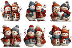 Cute Snowman Couple Clipart Bundle - CraftNest - Digital Crafting and Art