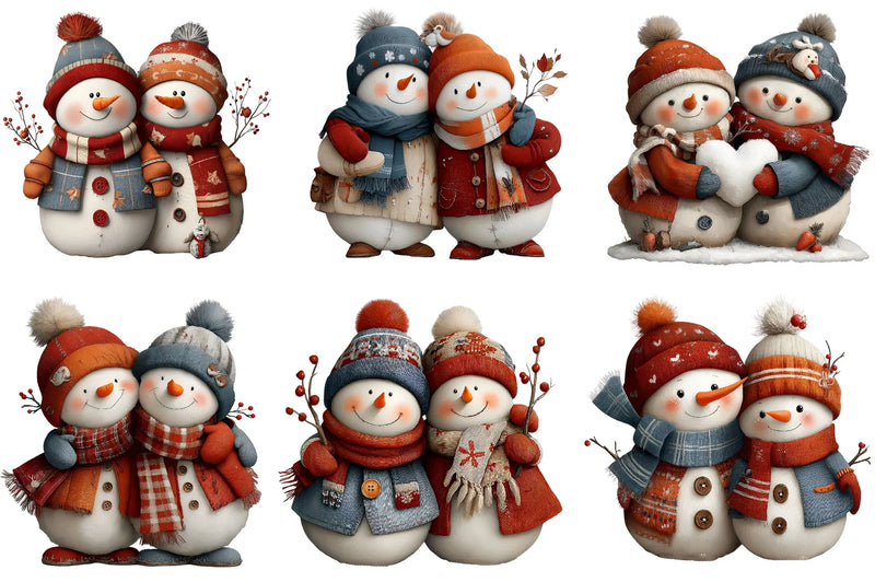 Cute Snowman Couple Clipart Bundle - CraftNest - Digital Crafting and Art