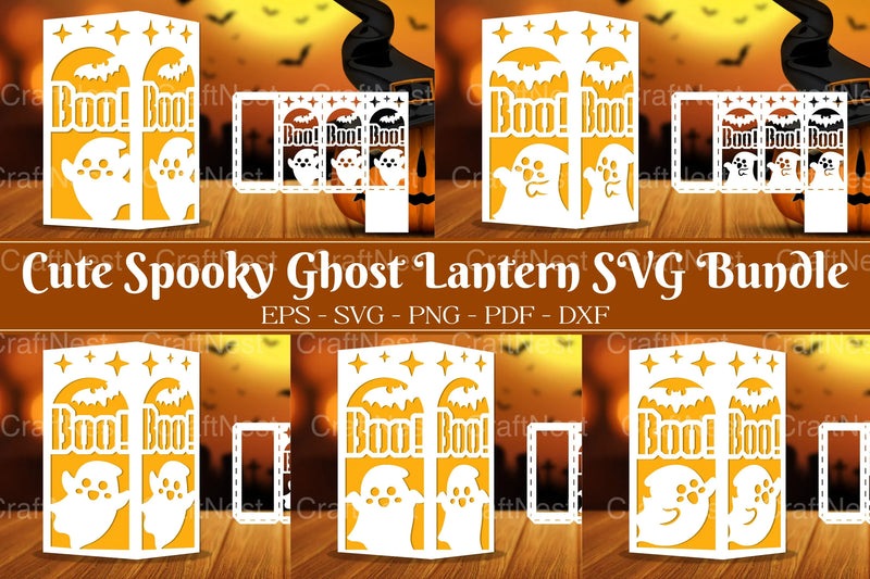 Cute Spooky Ghost Lantern Clipart Bundle - CraftNest - Digital Crafting and Art