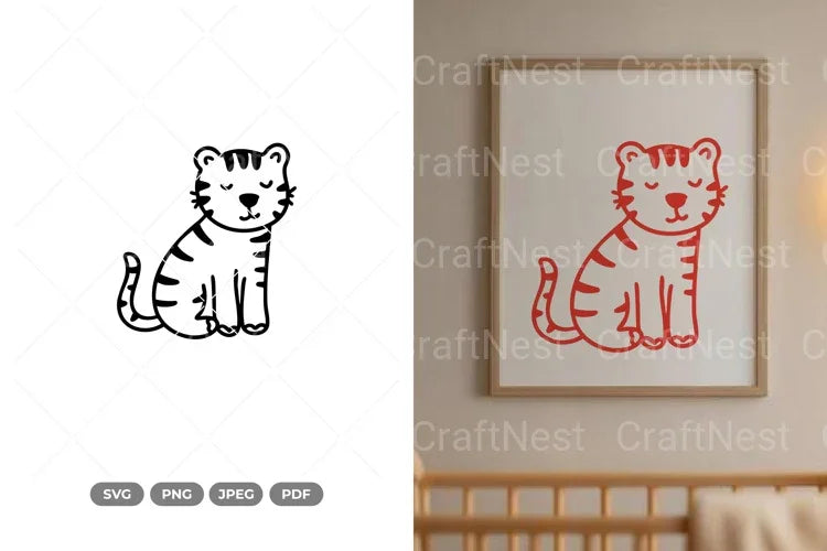 Cute Tiger Nursery Doodle Clipart Bundle - CraftNest - Digital Crafting and Art