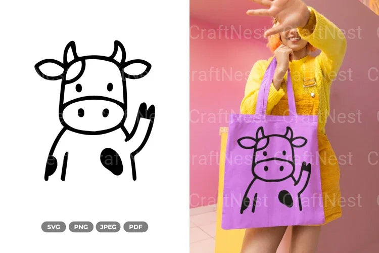 Cute Waving Cow Clipart Bundle - CraftNest - Digital Crafting and Art