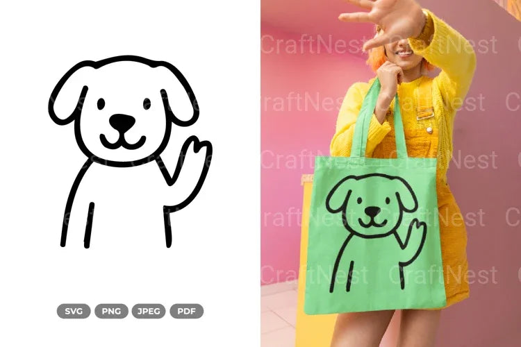 Cute Waving Dog - CraftNest - Digital Crafting and Art