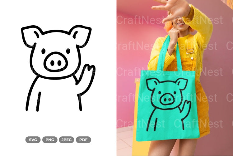Cute Waving Pig Clipart Bundle - CraftNest - Digital Crafting and Art