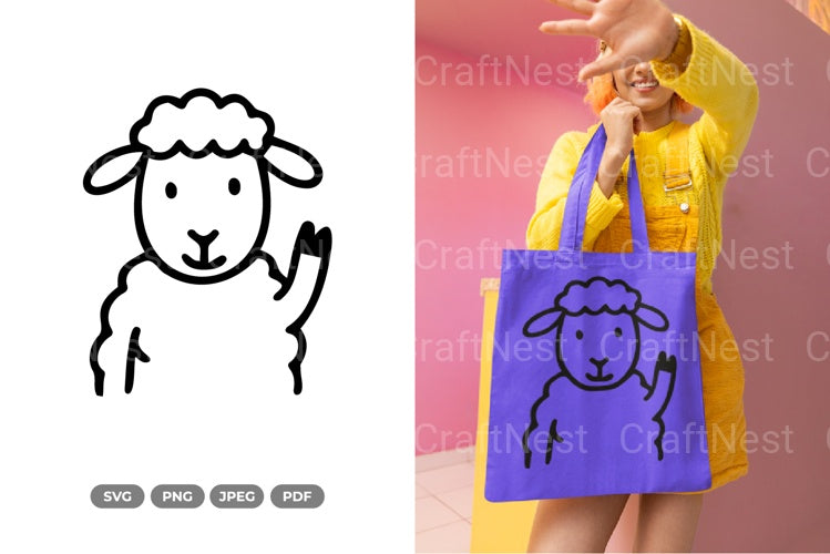 Cute Waving Sheep Clipart Bundle - CraftNest - Digital Crafting and Art